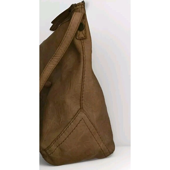 American Leather Co Austin Cafe Latte Tooled Embossed Tan Leather‎  Bag - Picture 8 of 13